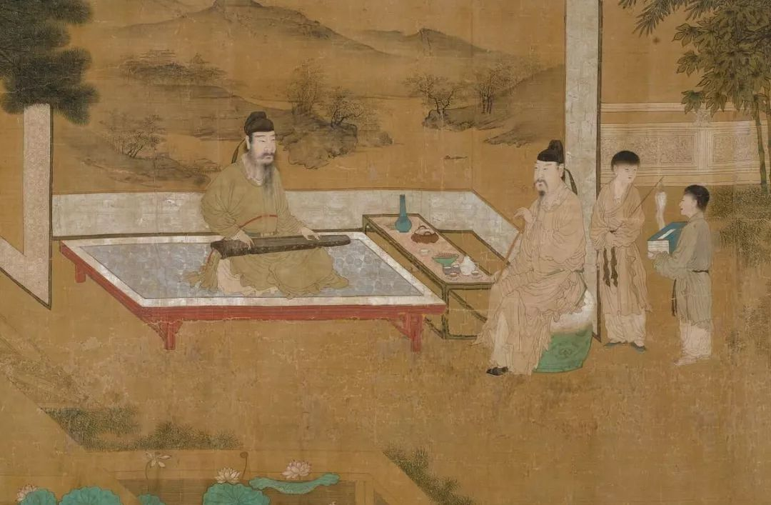 ▲佚名 《重屏抚琴图》